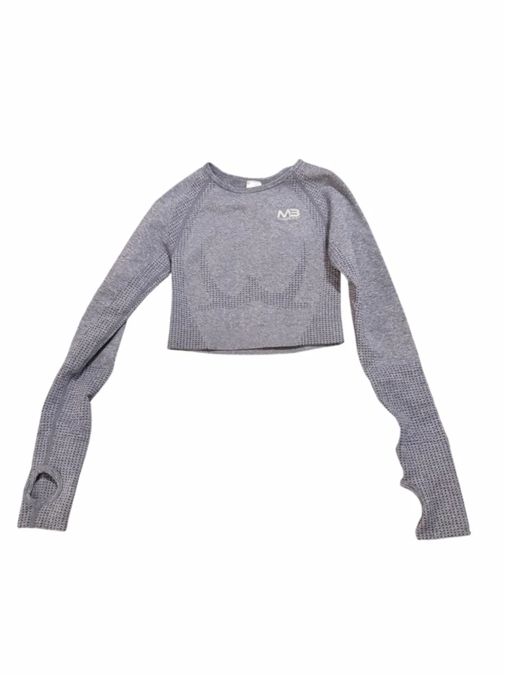 Bundle Seamless Heather‎ Gray Long-Sleeve Crop Top Workout sleeveless ribbed top
